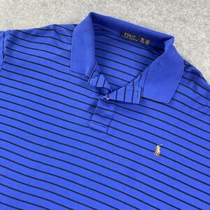 Polo Ralph Lauren Mens Polo Shirt 3XB Blue Striped Cotton Short Sleeve Classic
